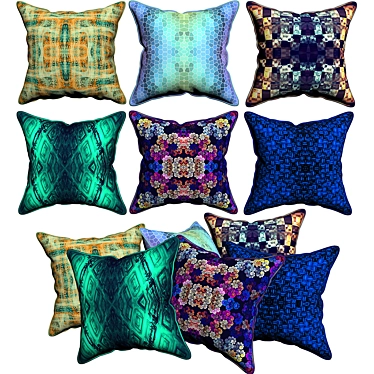 Abstract Textured Pillows Bundle 3D model image 1 