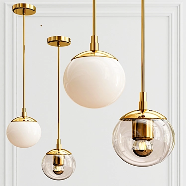 Modo Mono: Brass & Clear Glass Pendant 3D model image 1 