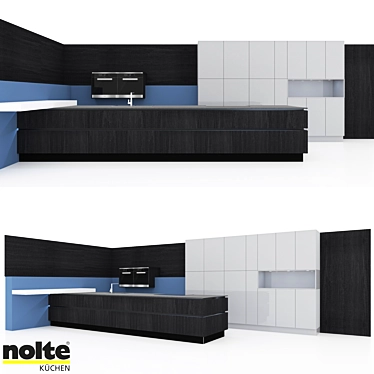 Modern Nolte Kitchen: Legno + NovaLack 3D model image 1 