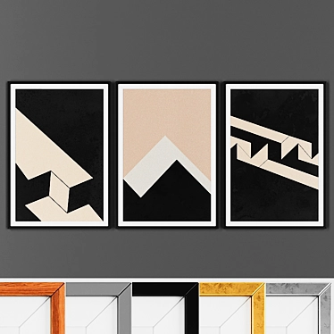 Modern Geometric Picture Frame Set 3D model image 1 