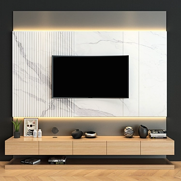 Sleek TV Wall Mount Set 3D model image 1 