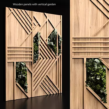 Natural Wood Vertical Garden Panel 3D model image 1 