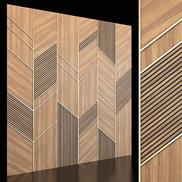 Rustic Wood Panel Wall Décor 3D model image 1 