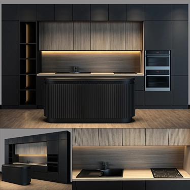  Stylish Stainless Steel Kitchen Set 3D model image 1 