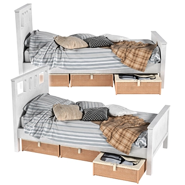 IKEA Hemnes Bed with Römskog Drawers 3D model image 1 