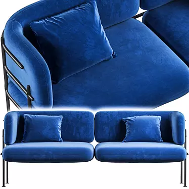 Classic Blue 3D Sofa: Stylish Minimal Design 3D model image 1 