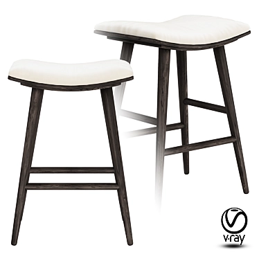 Carbon Saddle Counter Stool: Stylish Oak Frame & Natural Seat 3D model image 1 