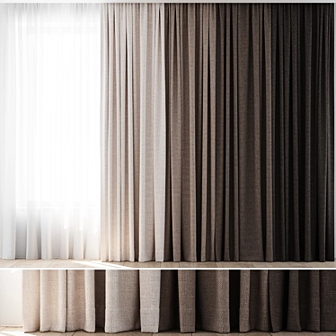 Colorful Curtains Set: 4 Options 3D model image 1 