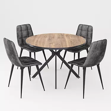 Elegant Teramo Chair & Amber VEGA Table 3D model image 1 