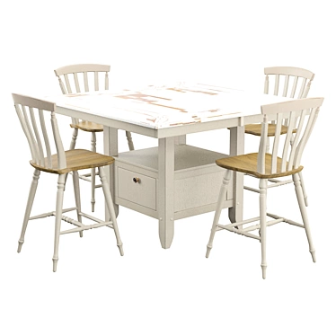 Elegant Cher 5 Piece Dining Set 3D model image 1 