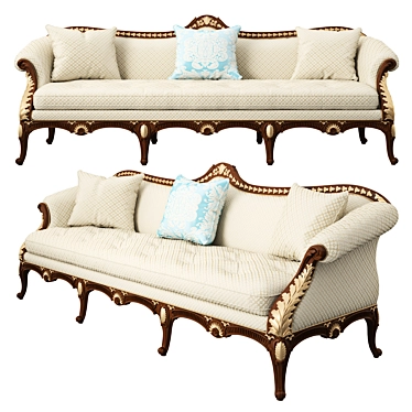 Elegant George III Chippendale Sofa 3D model image 1 