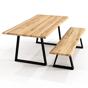 Sono La Forma Dining Set - Table and Benches 3D model image 1 