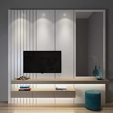 Modern TV Wall Set: 3ds Max, MTL, OBJ, Textures 3D model image 1 