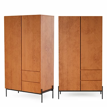 Lodge Wardrobe: 2-Door Dark Walnut 3D model image 1 