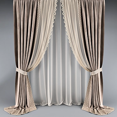 Elegant Lace Curtain 3D model image 1 