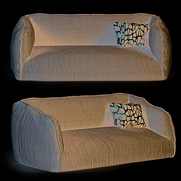 Modern Canvas 3-Seater Sofa 3D model image 1 