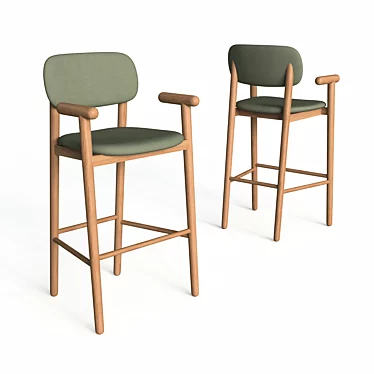 Elegant Beechwood Bar Chair 3D model image 1 