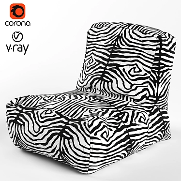 Stripe Lounger: Weatherproof Outdoor Bean Bag 3D model image 1 