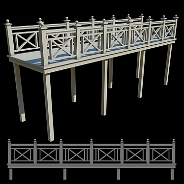 Rustic Wood Bridge 3D model image 1 