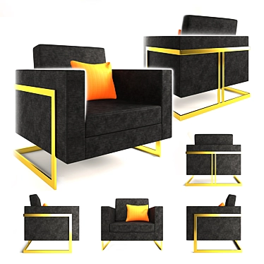 Sleek Black Modern Armchair 3D model image 1 