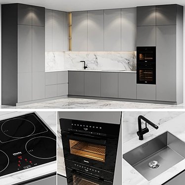 Kitchen Essentials: Blanco Mixer & Miele Oven 3D model image 1 