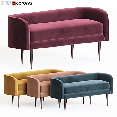 Modern Celine Bench - West Elm 3D model image 1 