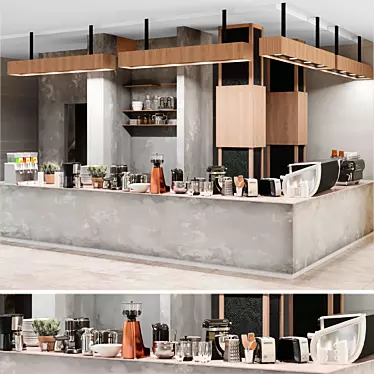 Minimalist Concrete Cafe Design Kit 3D model image 1 