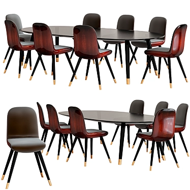 Elegant Poliform MAD Dining Set 3D model image 1 