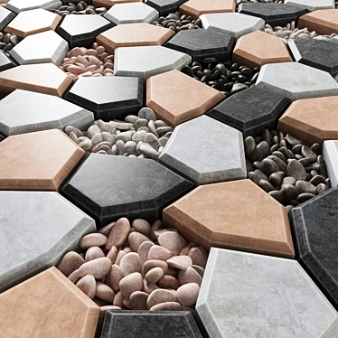 Poly Pebble Paving: Polygonal Stones with Textured Finish 3D model image 1 