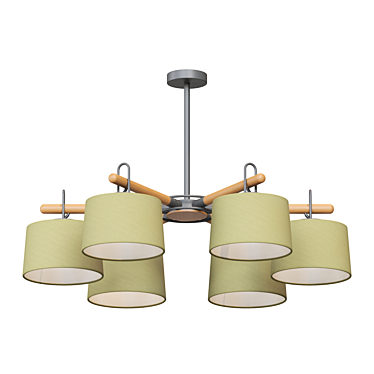 Scandinavian Style Wooden Beam Chandelier 3D model image 1 