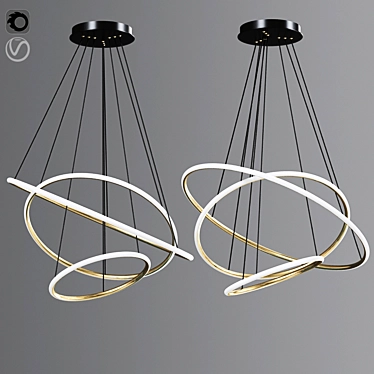 Sleek LED Trio Pendant 3D model image 1 