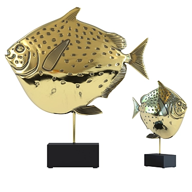 Golden Moonfish Sculpture - Elegant and Eye-Catching 3D model image 1 