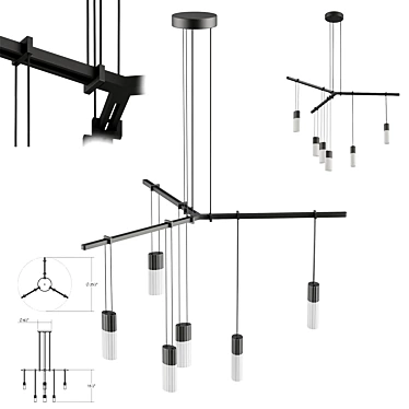 Modern Tri Bar Pendant Light 3D model image 1 