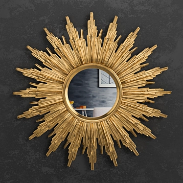 Golden Sunburst Mirror 3D model image 1 