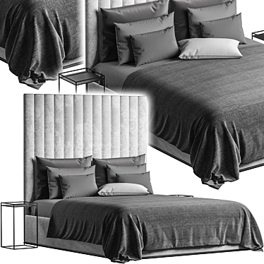 Modern 3D Bed Set - High Quality Design & Modeling 3D model image 1 