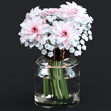 Elegant Dahlia Bouquet 3D model image 1 