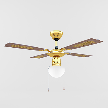 EGLO Tiggano Chandelier Fan - Modern Ceiling Light with Antique Brass and Wood Finishes 3D model image 1 