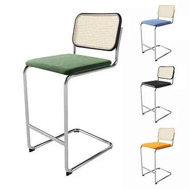 Knoll Cesca Stool: Modern Upholstered Cane Seating 3D model image 1 