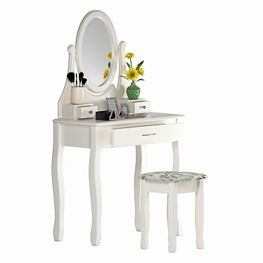 Modern White Dresser Set 3D model image 1 