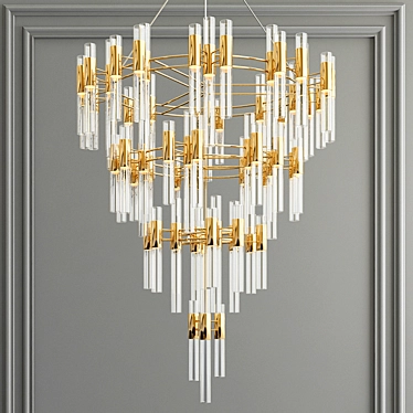 Golden Waterfall Chandelier 3D model image 1 