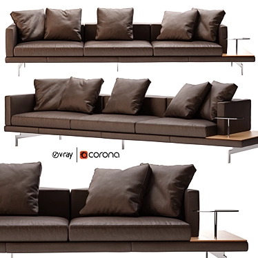 Dock Leather Sofa: Stylish and Spacious 3D model image 1 