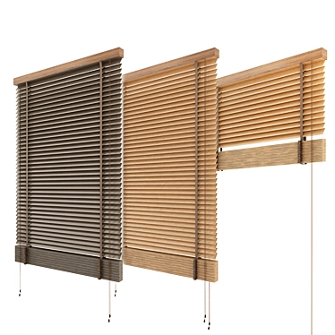 Natural Wood Blinds: 90cm & 180cm Width 3D model image 1 