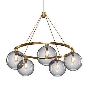 Elegant Glass & Brass Chandelier 3D model image 1 