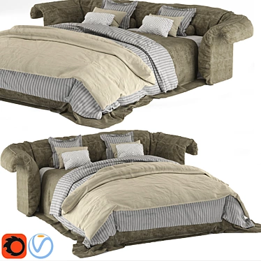 Sleek Queen Size Modern Bed 3D model image 1 
