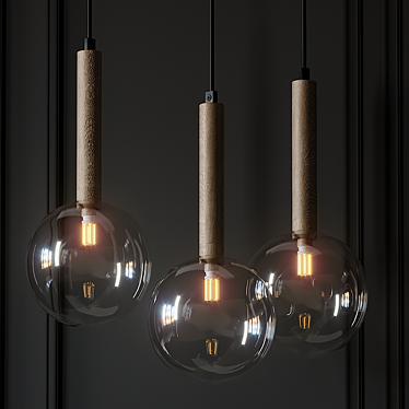 Sculpted Wood Pendant Light 3D model image 1 