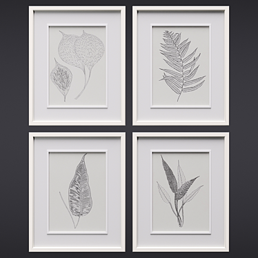 Botanical White Frame 3D model image 1 