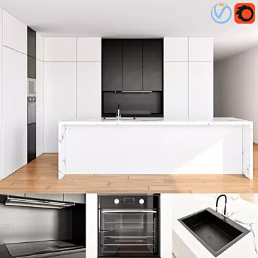 Modern Kitchen Set: Polys 78.917, Verts 74.593 3D model image 1 