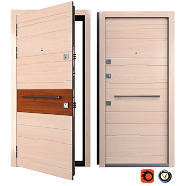 Stylish Straj Tempo Metal Door 3D model image 1 