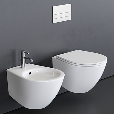 Elegant Esedra Wall-Hung Toilets & Bidets 3D model image 1 