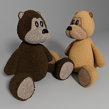 Playful Plush Teddy Bear 3D model image 1 